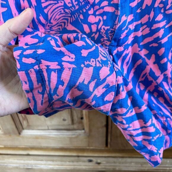 Lilly Pulitzer 0 Short Pink Blue Callahan‎ Zebra Pockets Zipper Button - Picture 5 of 12